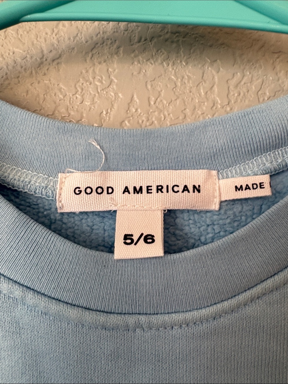Good American Kids Light Blue "ALL GOOD" Pullover Sweatshirt - Picture 4 of 9
